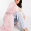 Faux Longline Coat in Light Pink